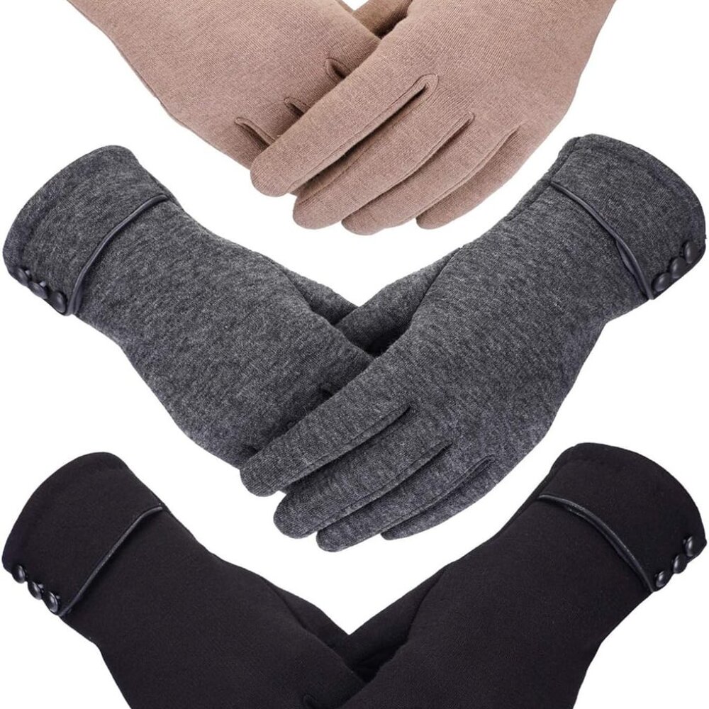 3 Pairs Womens Gloves Winter Touchscreen Texting Phone Windproof Gloves Warm Fle